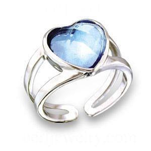 CJ5759OS Wholesale Jewelry Heart Solitaire Aquamarine Premium Austrian Crystal Ring