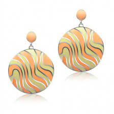 CJ624S Wholesale Peach and Yellow Stainless Steel Earrings