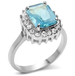 CJ7884OS Wholesale Stainless Steel Aquamarine Ring