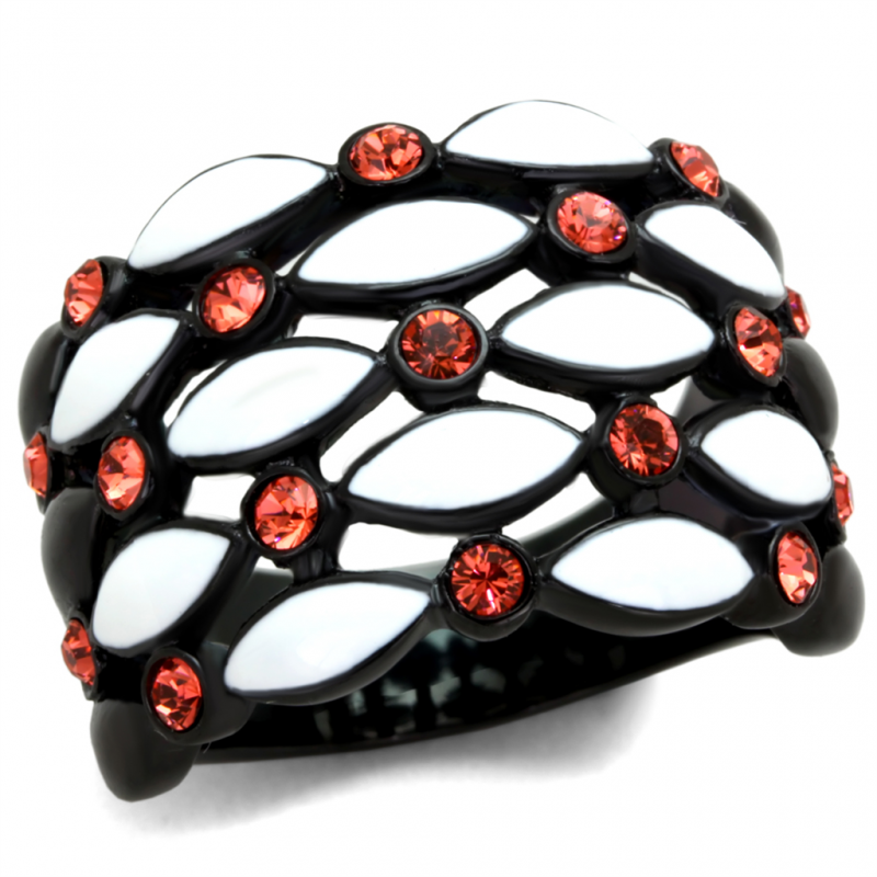 Garnet IP Black Cocktail Ring Band from CeriJewelry