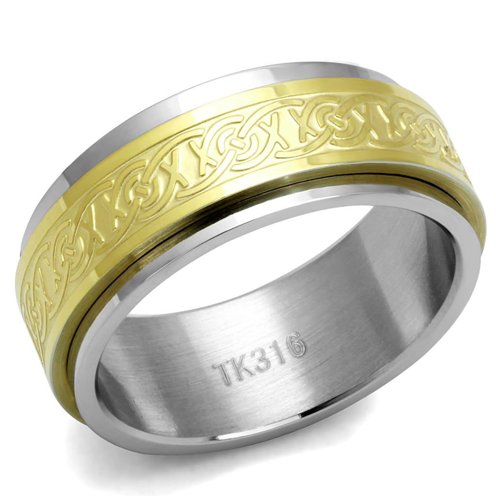 Men's Stainless Steel Two-Tone IP Gold Celtic Design Band