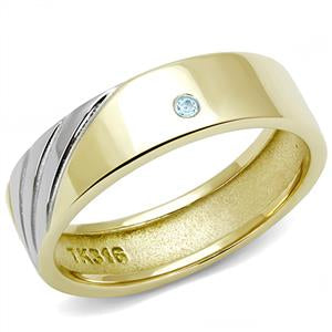 Stainless Steel Two-Tone IP Gold Sea Blue Top Grade Crystal Band