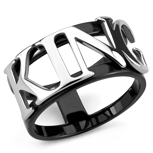 Stainless Steel Two-Tone IP Black King Ring