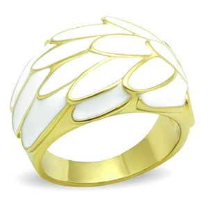 White Epoxy Gold Plated Stainless Steel Cocktail Ring