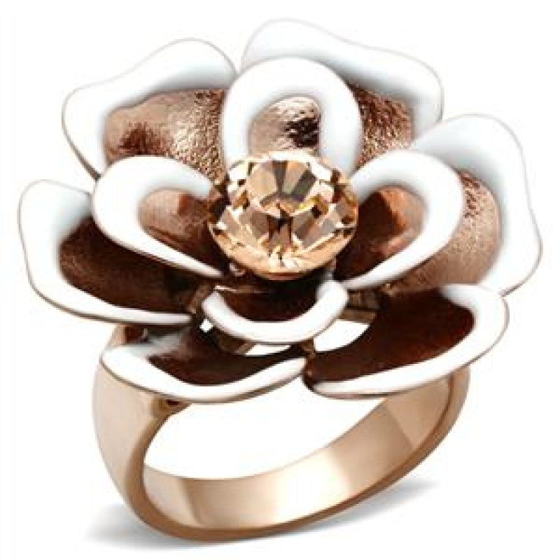 Ceri Jewelry CJ464 Wholesale Rose Gold Flower Crystal Cocktail Ring