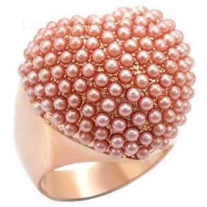 Ceri Jewelry CJ5445OS Wholesale - Rose Gold Pink Pearl Heart Cocktail Ring