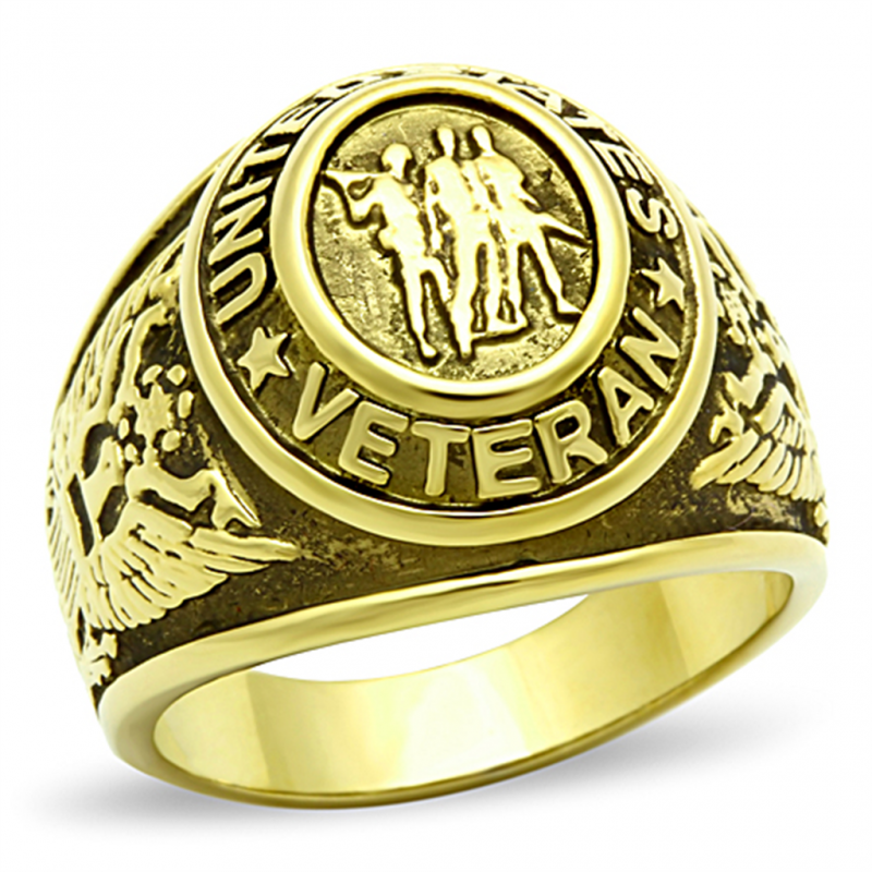 Ceri Jewelry CJE704 Mens Veterans IP Gold Plated Ring