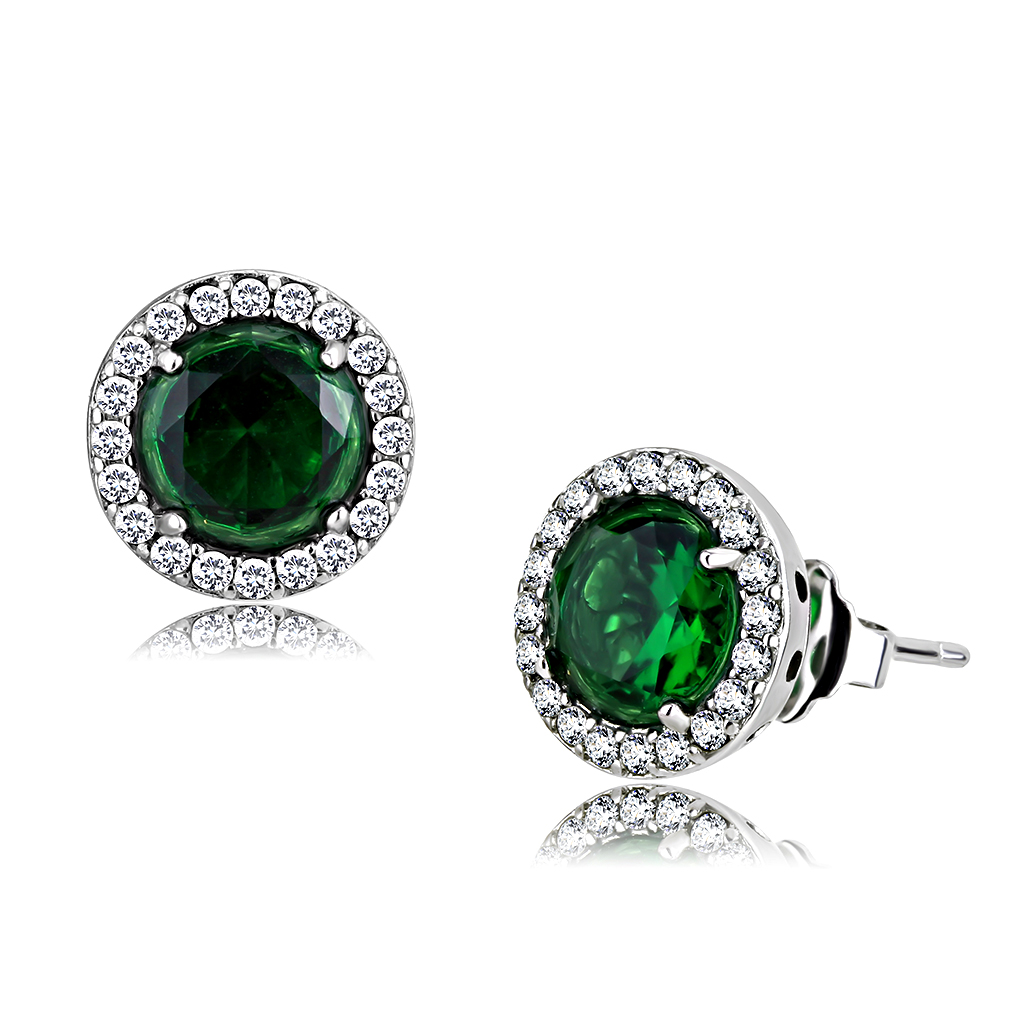 Stainless Steel Synthetic Emerald Earrings