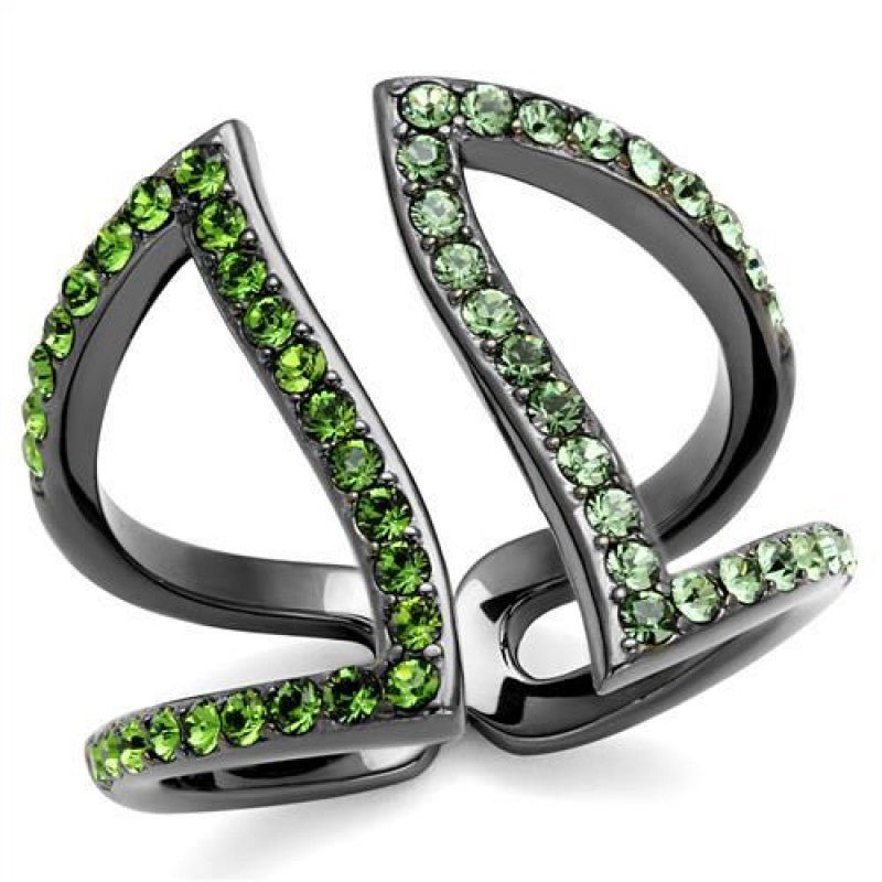 CJ2694 Wholesale Women's Stainless Steel IP Light Black Top Grade Crystal Multi Color Ring