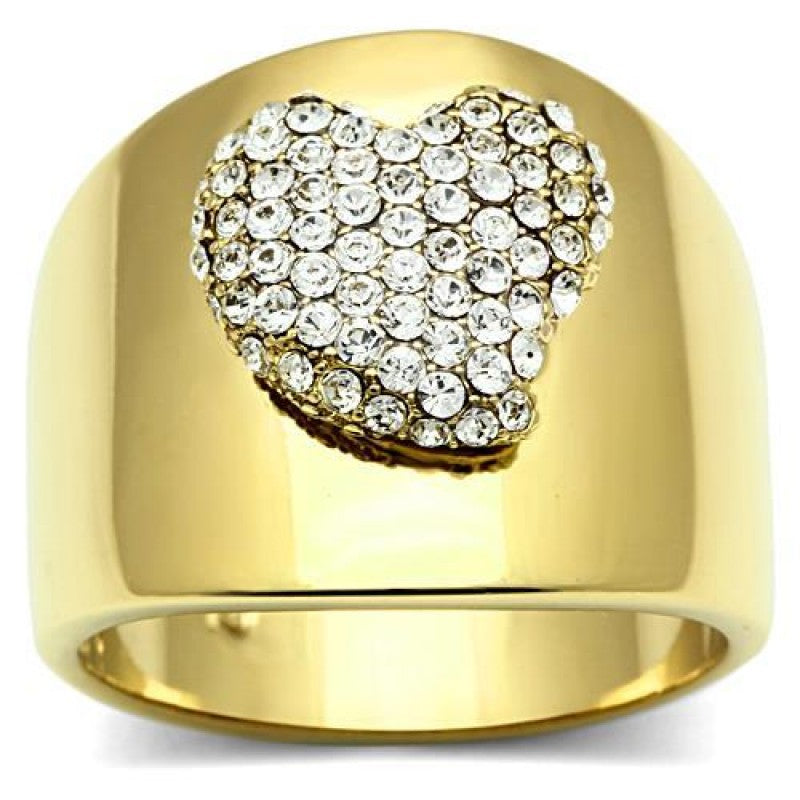 CeriJewelry CJ293 Wholesale Women's Brass P Gold Top Grade Crystal Clear Heart Ring