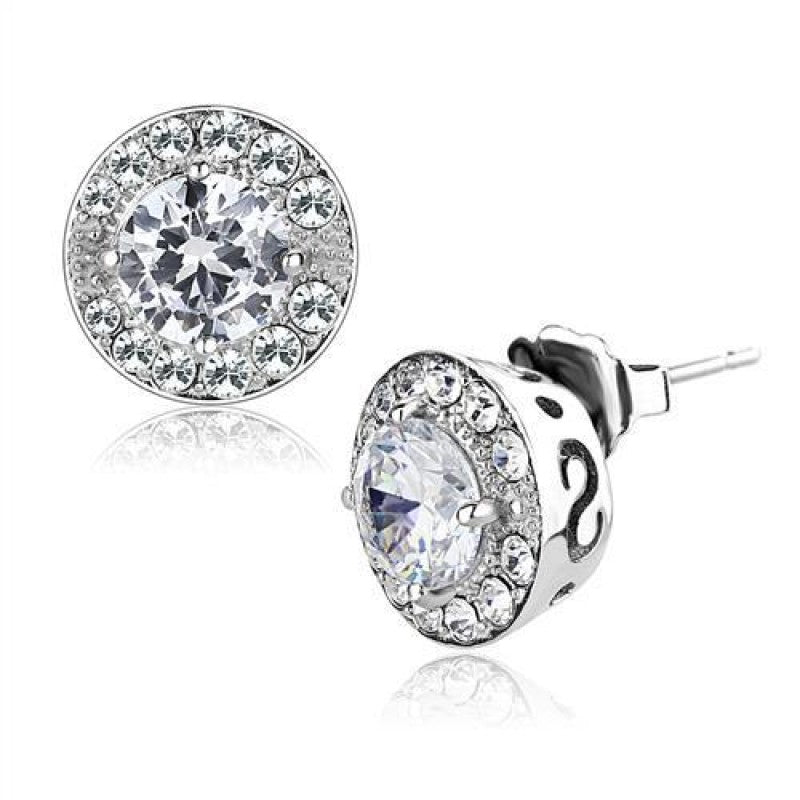 CJ3103 Wholesale Women's Stainless Steel AAA Grade CZ Clear Dazzle Earrings