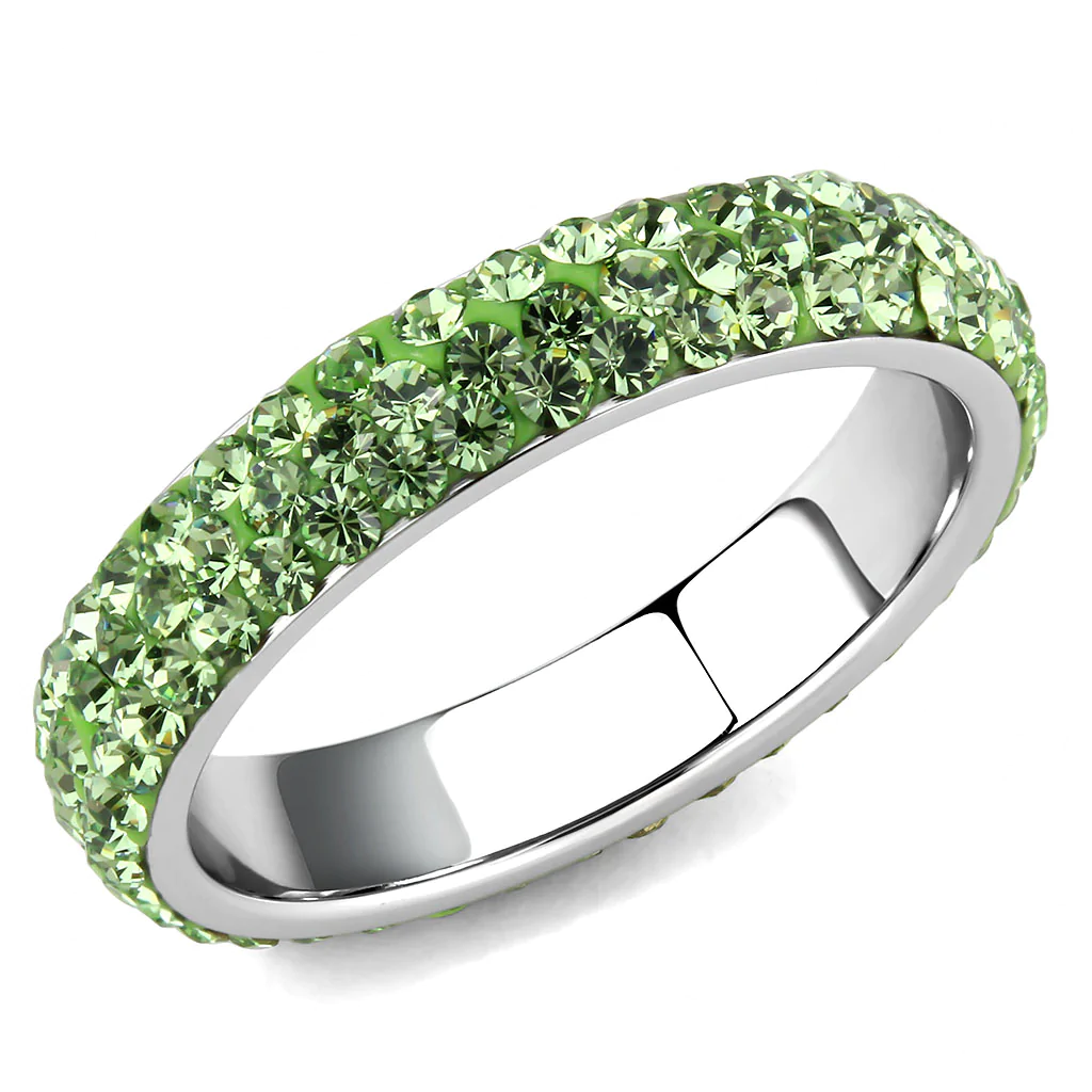 Stainless Steel Top-Grade Crystal Peridot Infinite Sparkle Ring from CeriJewelry