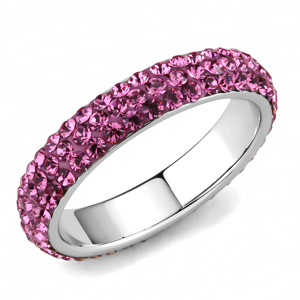 Stainless Steel Top Grade Crystal Rose Infinite Sparkle Ring