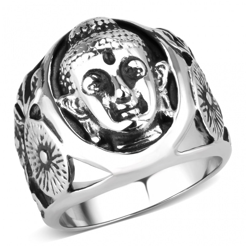 CJ3722 Wholesale Men's Stainless Steel High polished Buddha Ring from CeriJewelry