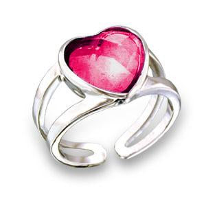 Heart Ruby CZ Ring