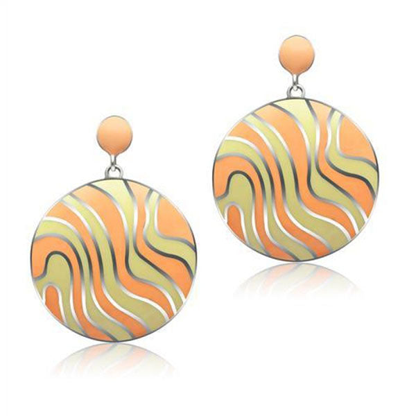 CeriJewelry CJ619S CJ624S Wholesale Peach and Yellow Stainless Steel Earrings