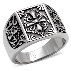 Stainless Steel Textured Coat of Arms Ring from CeriJewelry