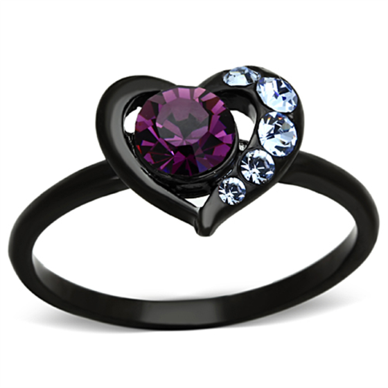 Black Amethyst Heart Ring