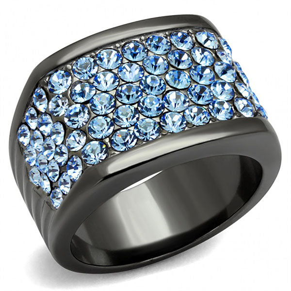 CeriJewelry CJE1545LJ Wholesale Light Blue Crystal Pave Stainless Steel Ring
