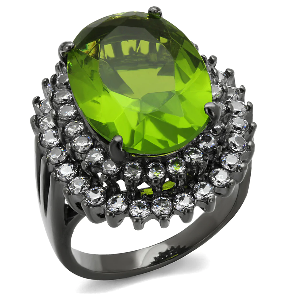 Large Green Synthetic Glass Cocktail Ring in Stainless Steel from CeriJewelry