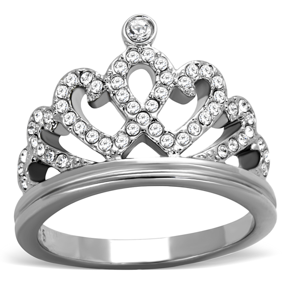 Crystal Top Grade Tiara Stainless Steel Ring