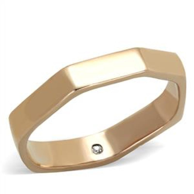 Stainless Steel IP Rose Gold Clear Top Grade Crystal Ring from CeriJewelry