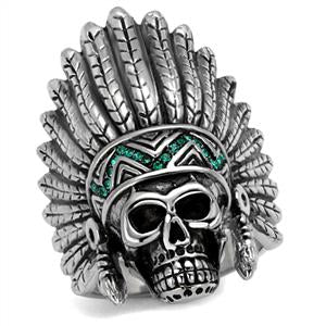 Stainless Steel Native American Statement Skull Ring