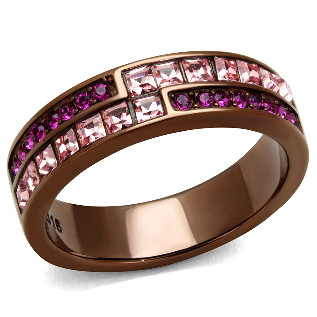 Light Coffee Pink Crystal Eternity Ring