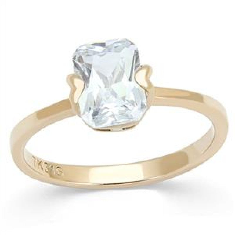 Stainless Steel IP Rose Gold Clear AAA Grade CZ Fashion Ring from CeriJewelry