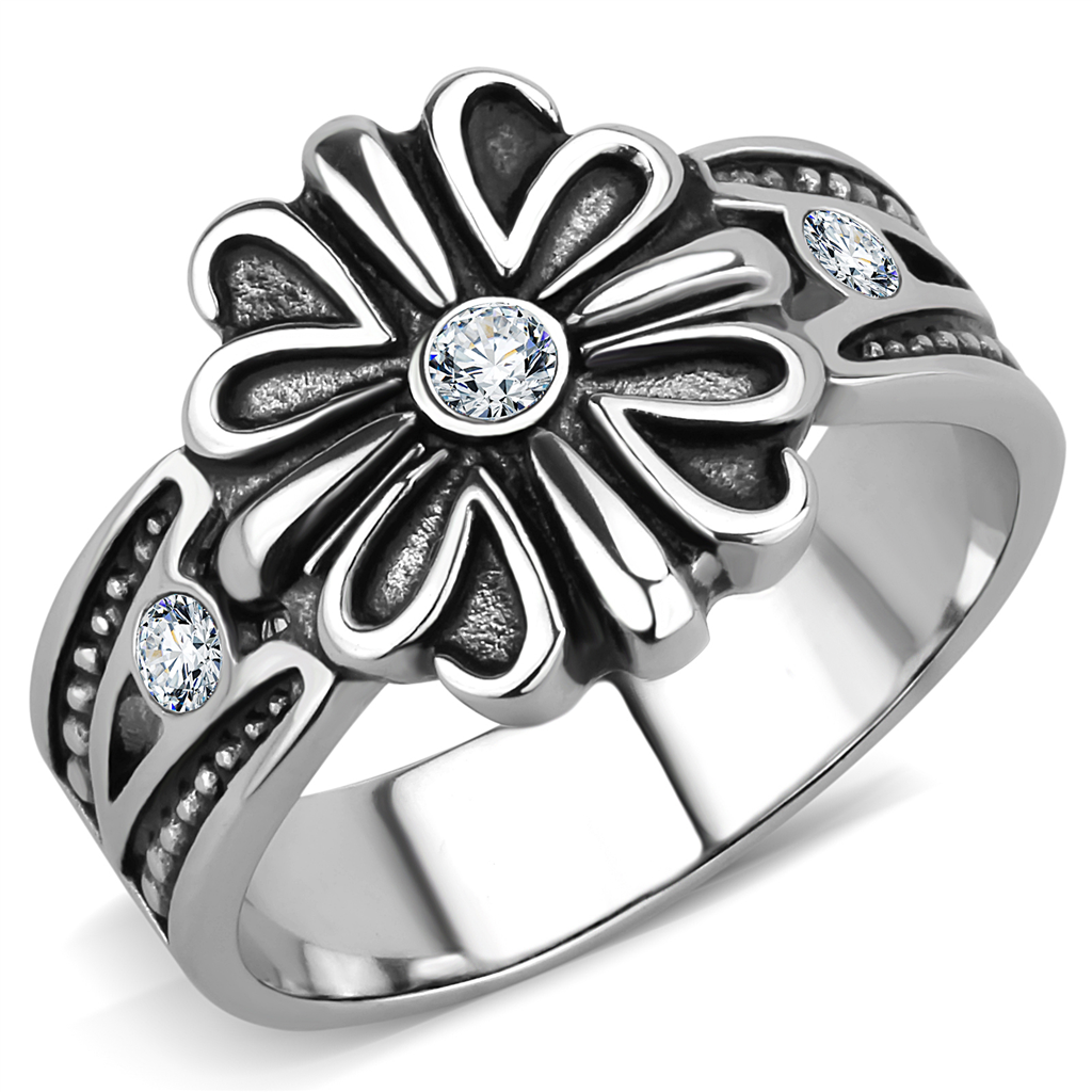 Stainless Steel Synthetic Celtic Floral Ring from CeriJewelry