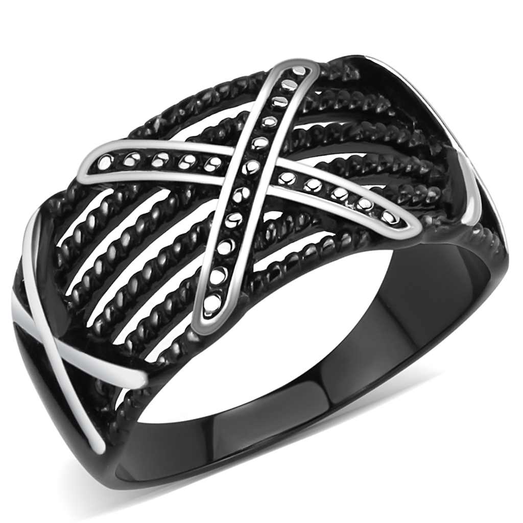 Stainless Steel IP Black X Ring from CeriJewelry