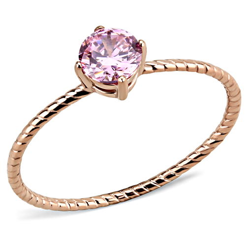 Stainless Steel IP Rose Gold AAA Grade CZ Rose Minimal Ring