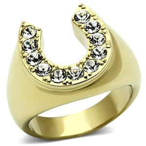 Gold-Plated Stainless Steel Horseshoe Crystal Fashion Ring from CeriJewelry