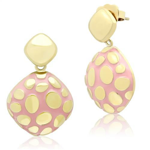 Gold-Plated Stainless Steel Light Rose Epoxy Earrings