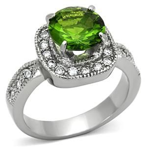 Stainless Steel Synthetic Peridot Glass Ring from CeriJewelry