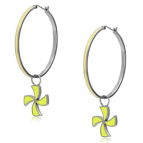 Stainless Steel Yellow Epoxy Pinwheel Earrings