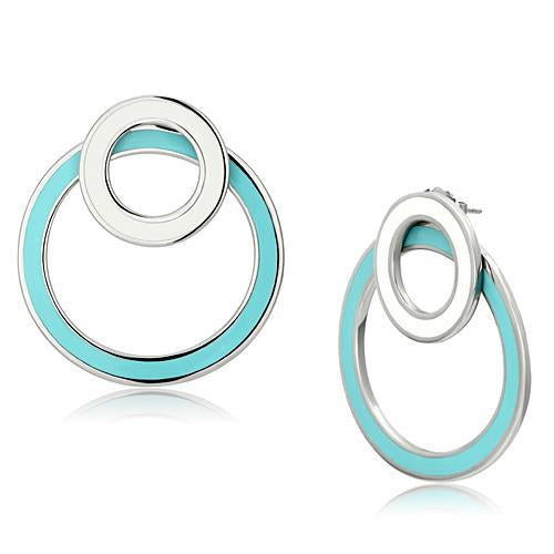 Stainless Steel Teal and White Epoxy Earrings