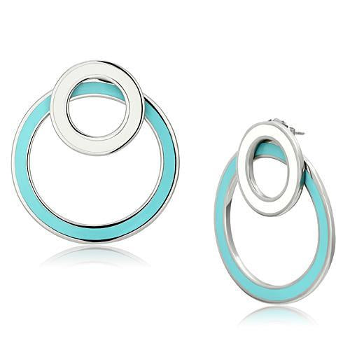 Stainless Steel White and Aqua Epoxy Earrings