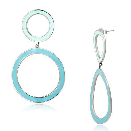 Stainless Steel Teal and Aqua Epoxy Earrings