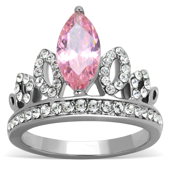 Princess Pink Marquise CZ Stainless Steel Ring