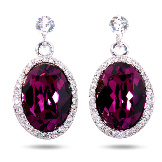 Amethyst Swarovski Elements Oval Crystal Earrings