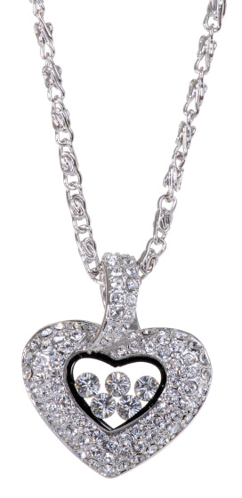 Rhodium Swarovski Elements Heart Box Necklace Crystal