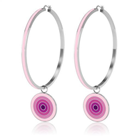 CeriJewelry Pink Bull's Eye Stainless Steel Earrings