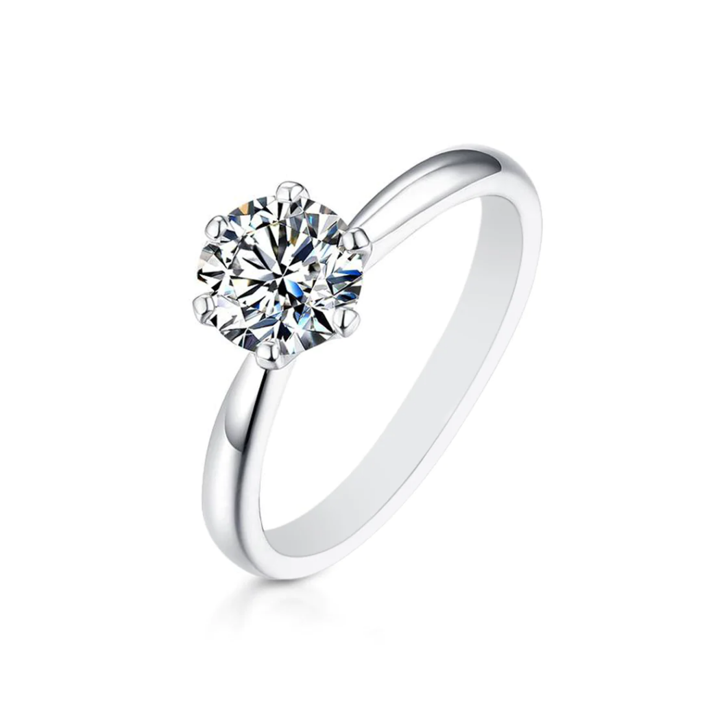 3-Carat Star Moissanite Sterling Silver Engagement Ring