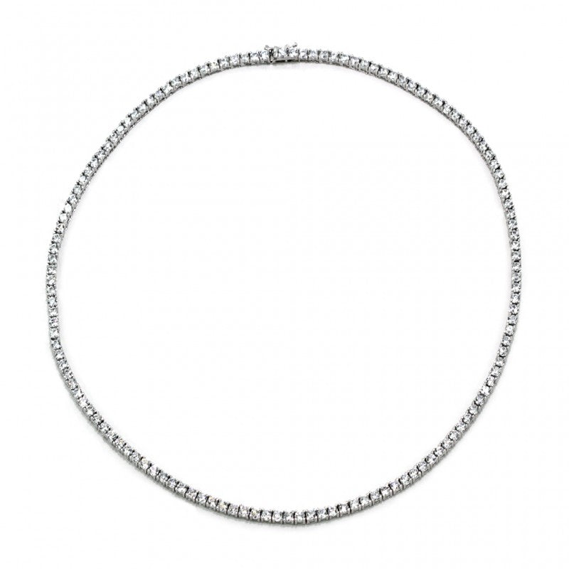 5123-18" Small Brilliant Round CZ Tennis Necklace Sterling Silver 925 from CeriJewelry