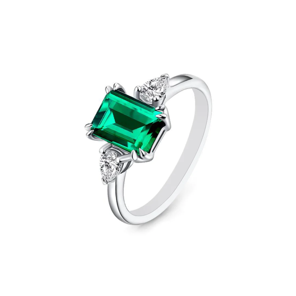 CeriJewelry Wholesale Emerald-Cut Moissanite Sterling Silver Engagement Ringg