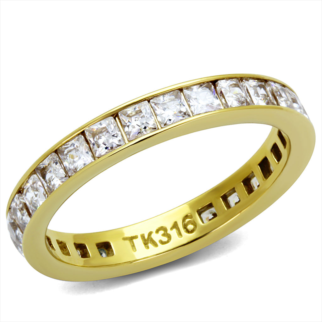 Gold-Plated Stainless Steel CZ Eternity Band