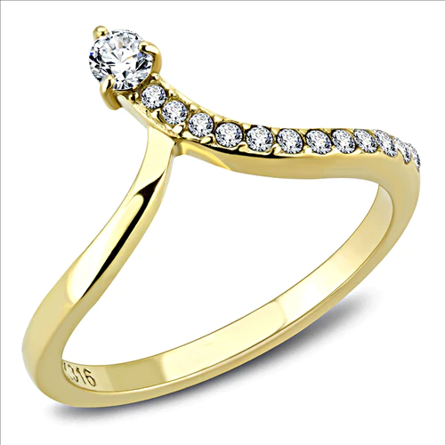 Gold-Plated Stainless Steel Triple-A Grade CZ Ring