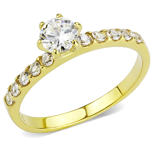 Gold-Plated Triple-A Grade CZ Solitaire Ring