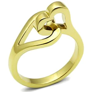 Gold-Plated Stainless Steel Interlocked Hearts Ring